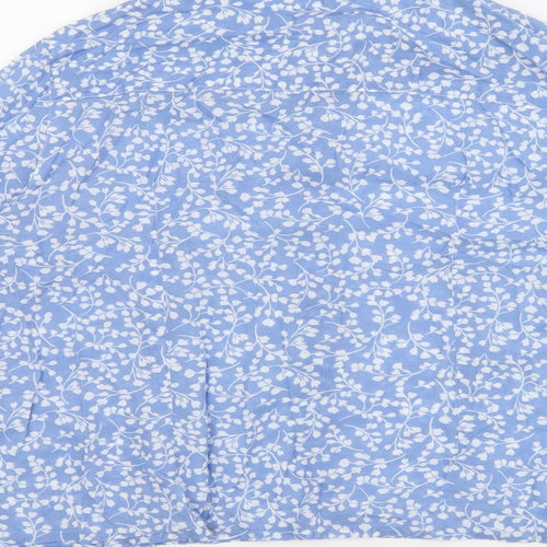BELLADI NOTTE Womens Blue Floral Polyester Basic Button-Up Size 14 Collared