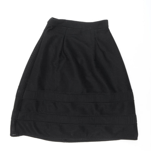 Warehouse Womens Black Striped Polyester Tulip Skirt Size 10 Zip