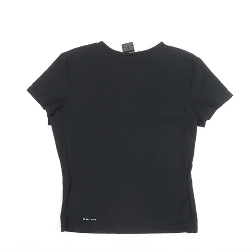 Nike Womens Black Polyester Basic T-Shirt Size M Crew Neck Pullover