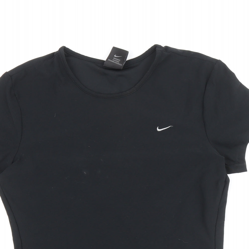 Nike Womens Black Polyester Basic T-Shirt Size M Crew Neck Pullover