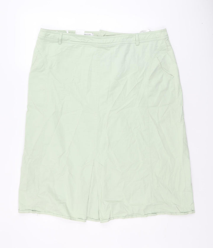 Steilmann Womens Green Cotton A-Line Skirt Size 18 Zip