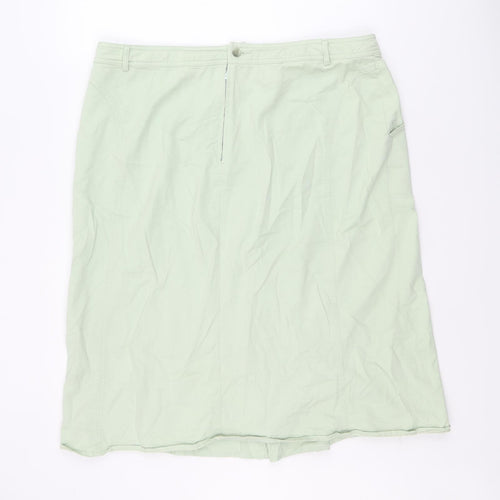 Steilmann Womens Green Cotton A-Line Skirt Size 18 Zip