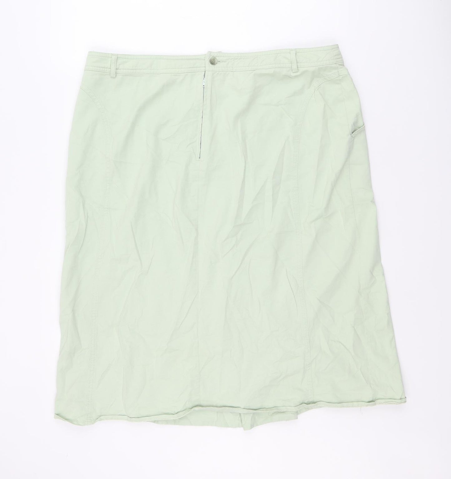 Steilmann Womens Green Cotton A-Line Skirt Size 18 Zip