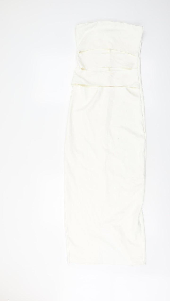 Zara Womens Ivory Viscose Bodycon Size M Off the Shoulder Pullover