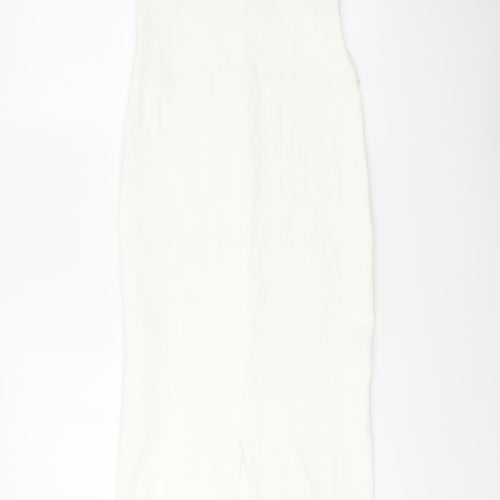 Zara Womens Ivory Viscose Bodycon Size M Off the Shoulder Pullover
