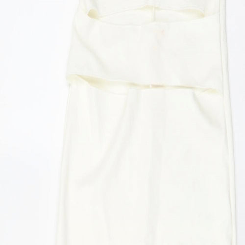 Zara Womens Ivory Viscose Bodycon Size M Off the Shoulder Pullover