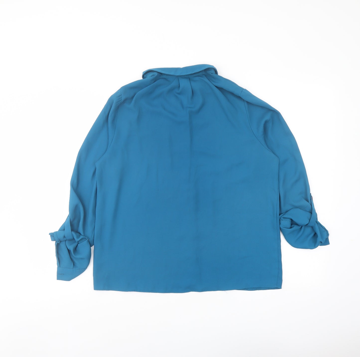 Dorothy Perkins Womens Blue Polyester Basic Button-Up Size 10 Collared