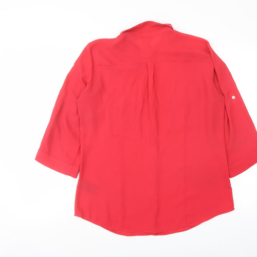 H&M Womens Pink Polyester Basic Button-Up Size 12 Collared
