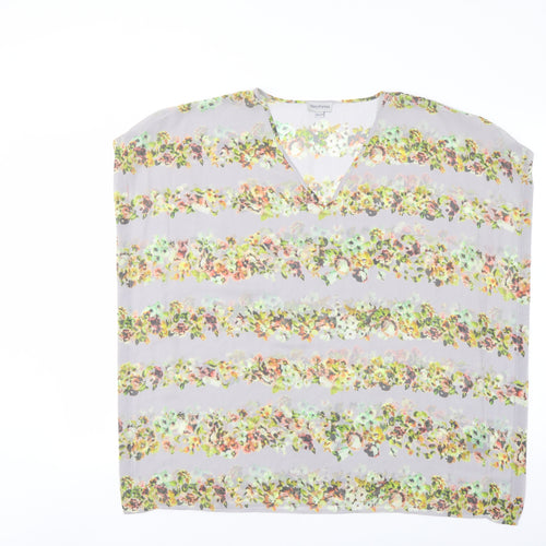 Mary Portas Womens Grey Floral Polyester Basic Blouse Size 10 V-Neck