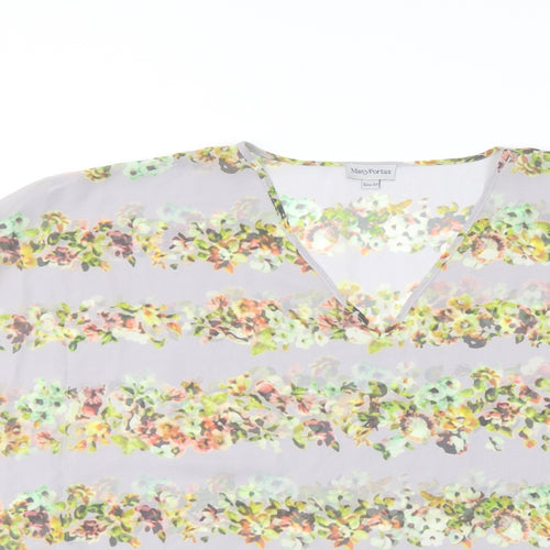 Mary Portas Womens Grey Floral Polyester Basic Blouse Size 10 V-Neck