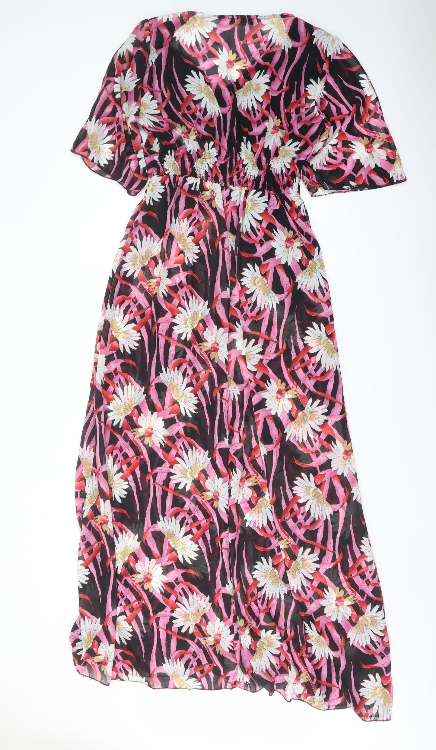 Voice Womens Multicoloured Floral Polyester Maxi Size S V-Neck Pullover