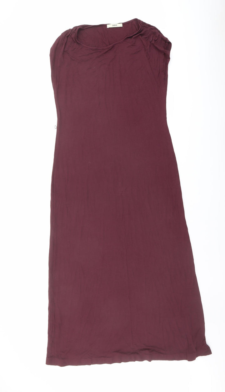 Oasis Womens Red Viscose Maxi Size M Boat Neck Pullover