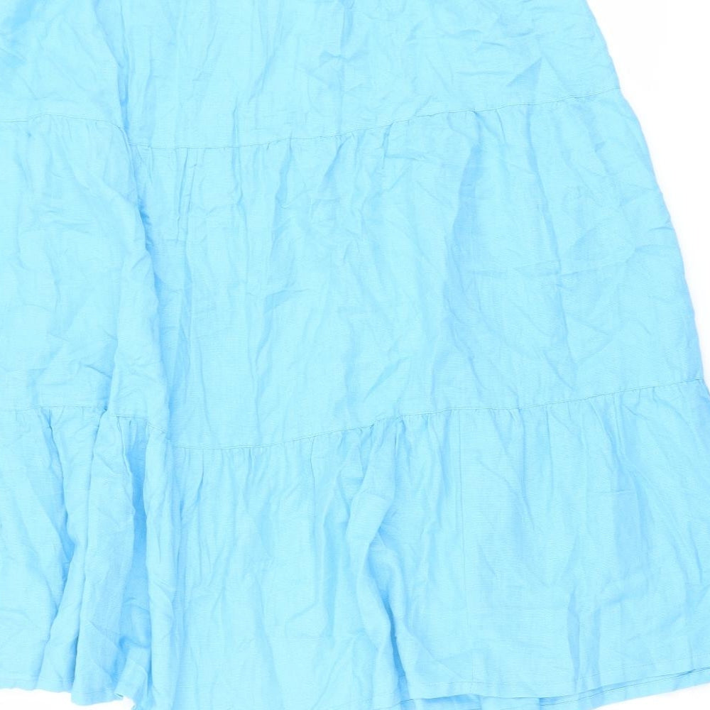 Being Casual Womens Blue Cotton Swing Skirt Size 16 Drawstring
