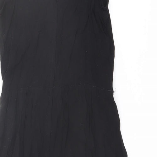 H&M Womens Black Viscose Slip Dress Size 8 Round Neck Zip
