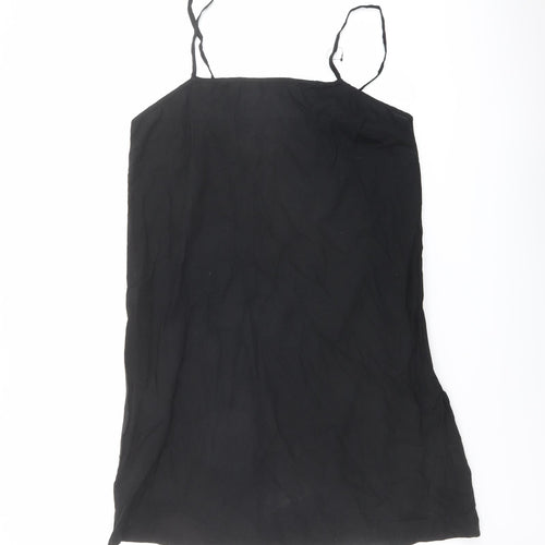 NEXT Womens Black Cotton Slip Dress Size 14 Square Neck Pullover