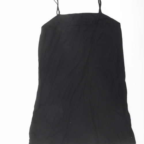 NEXT Womens Black Cotton Slip Dress Size 14 Square Neck Pullover