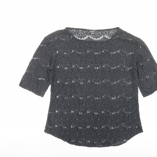Eddie Bauer Womens Grey Polyester Basic Blouse Size L Boat Neck