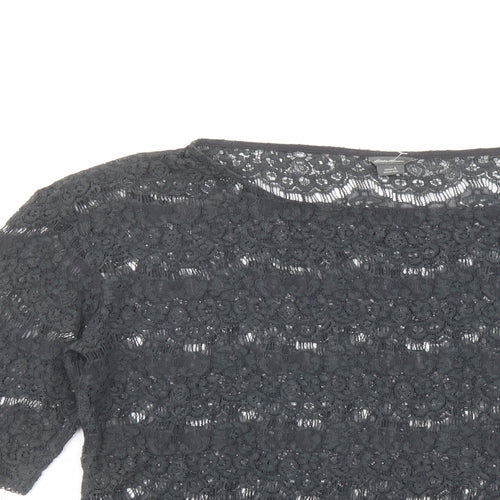Eddie Bauer Womens Grey Polyester Basic Blouse Size L Boat Neck