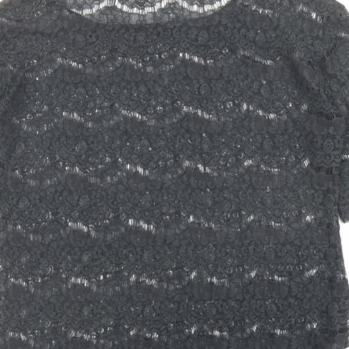 Eddie Bauer Womens Grey Polyester Basic Blouse Size L Boat Neck