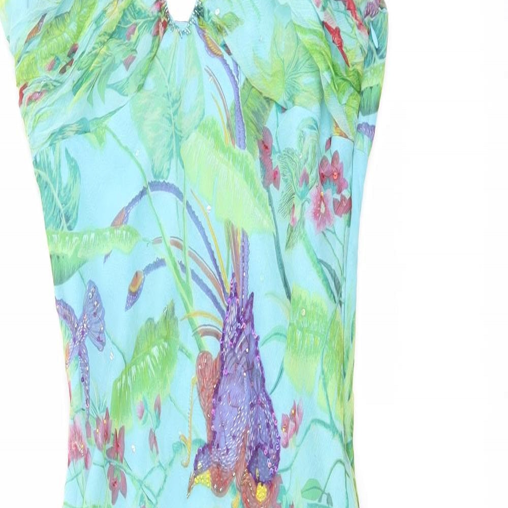 Derhy Womens Multicoloured Floral Polyester Slip Dress Size M Halter Zip
