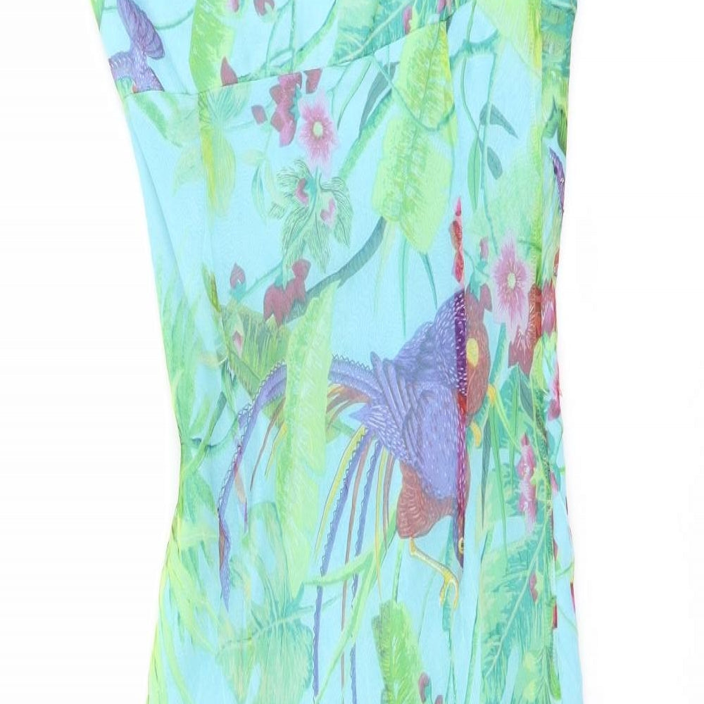 Derhy Womens Multicoloured Floral Polyester Slip Dress Size M Halter Zip