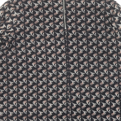 NEXT Womens Black Geometric Polyester Basic Blouse Size 14 Boat Neck