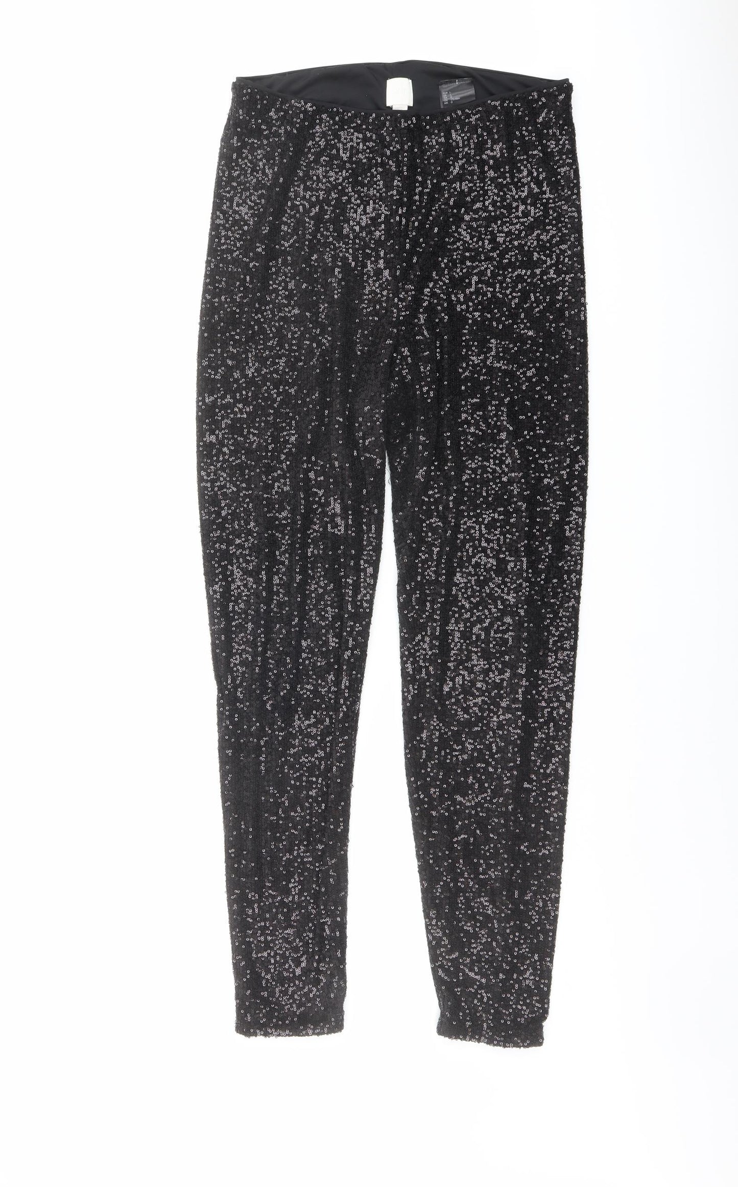 H&M Womens Black Polyester Carrot Leggings Size L L29 in Regular - Sequins