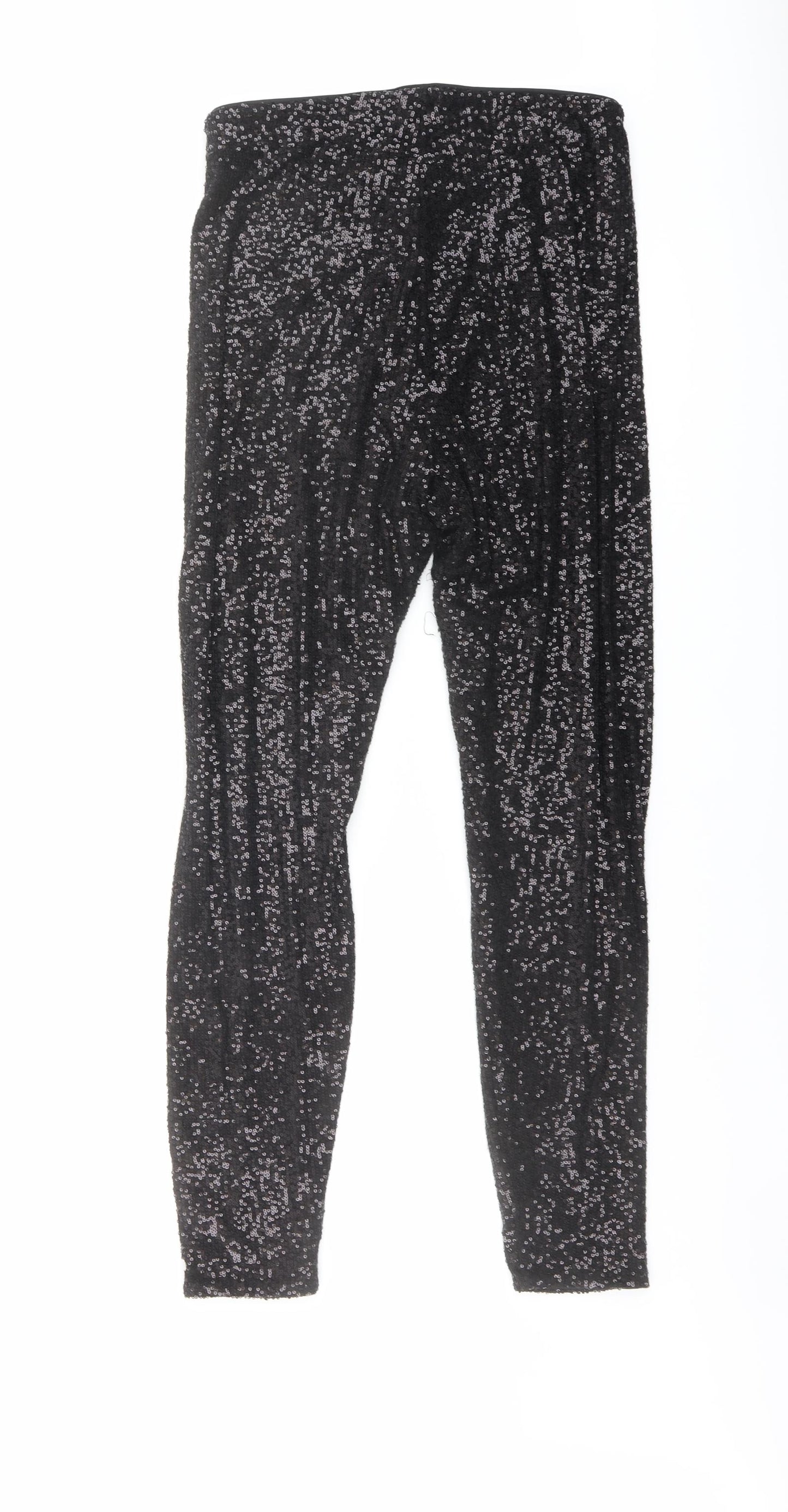 H&M Womens Black Polyester Carrot Leggings Size L L29 in Regular - Sequins