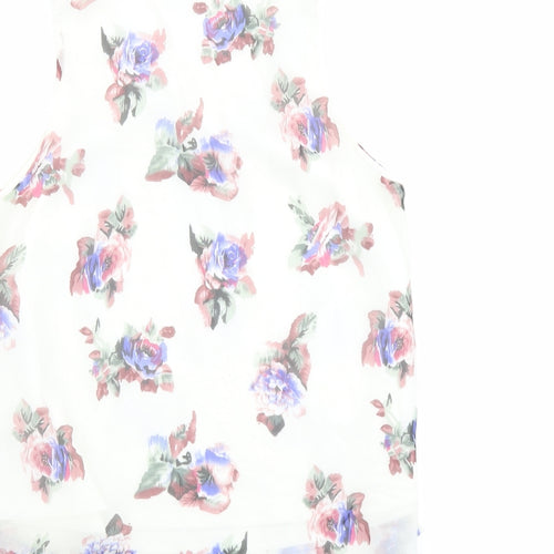 Glamorous Womens Multicoloured Floral Polyester Basic Tank Size S Round Neck