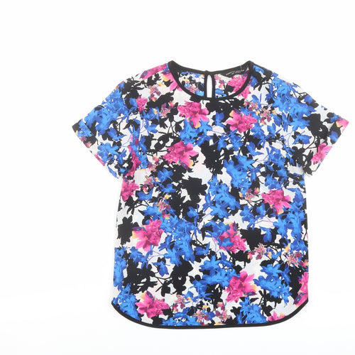 Dorothy Perkins Womens Multicoloured Floral Polyester Basic Blouse Size 8 Round Neck