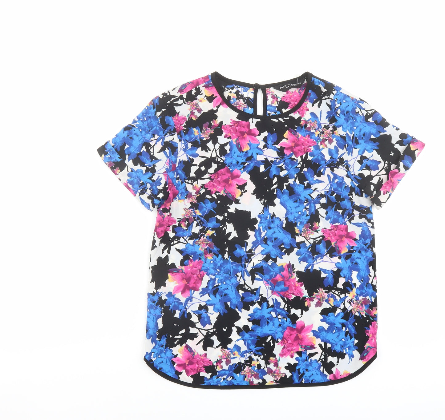 Dorothy Perkins Womens Multicoloured Floral Polyester Basic Blouse Size 8 Round Neck