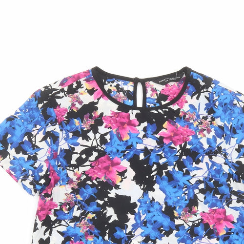 Dorothy Perkins Womens Multicoloured Floral Polyester Basic Blouse Size 8 Round Neck
