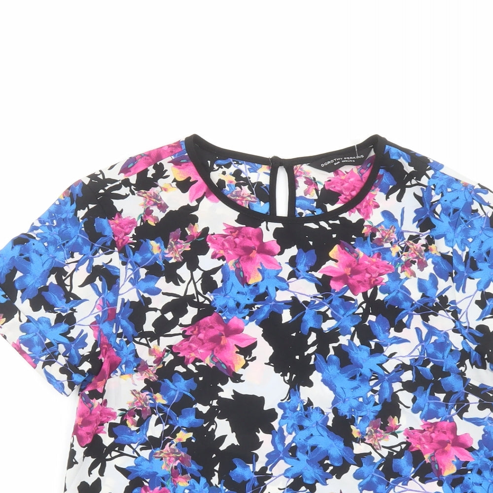 Dorothy Perkins Womens Multicoloured Floral Polyester Basic Blouse Size 8 Round Neck