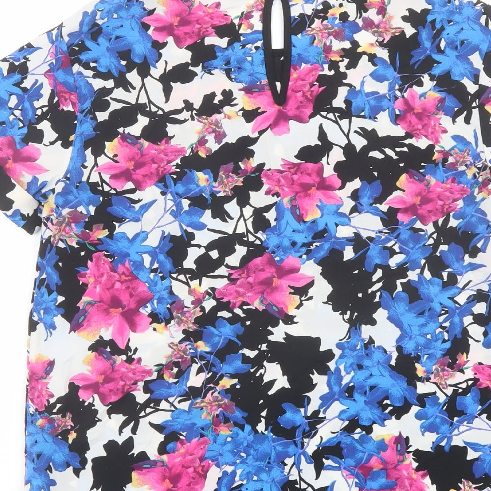 Dorothy Perkins Womens Multicoloured Floral Polyester Basic Blouse Size 8 Round Neck