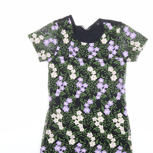 Dorothy Perkins Womens Multicoloured Floral Polyester Basic T-Shirt Size 10 Round Neck