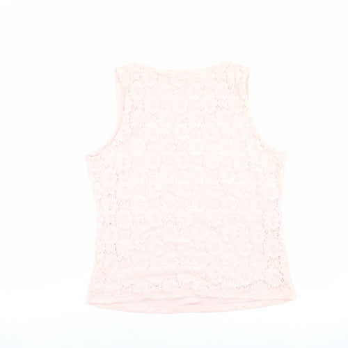 Suzanne Grae Womens Pink Nylon Basic Tank Size L Scoop Neck