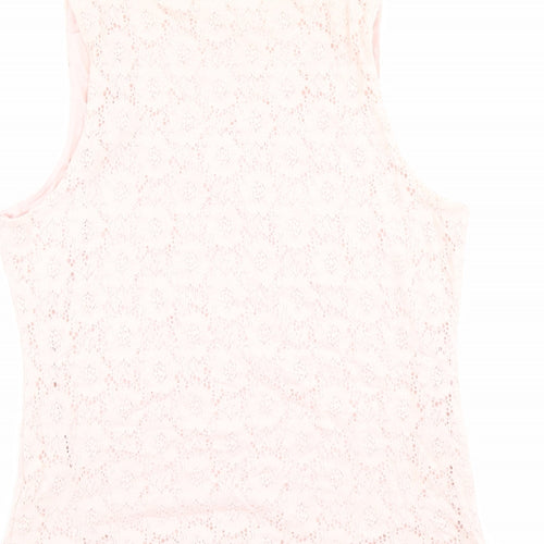 Suzanne Grae Womens Pink Nylon Basic Tank Size L Scoop Neck