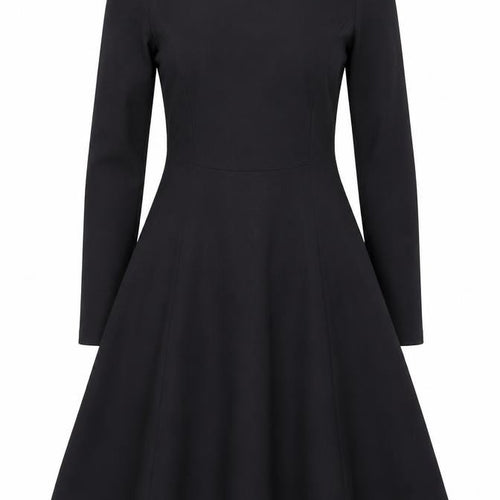 Marks and Spencer Womens Black Viscose Fit & Flare Size 8 Boat Neck Zip