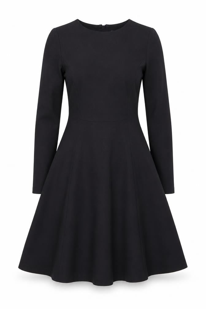 Marks and Spencer Womens Black Viscose Fit & Flare Size 8 Boat Neck Zip