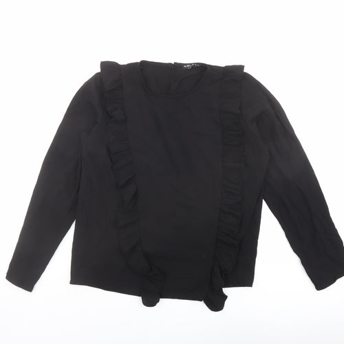 Select Womens Black Polyester Basic T-Shirt Size 14 Round Neck
