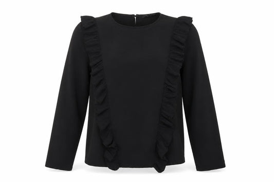 Front view of Select women’s black polyester basic t-shirt, size UK 14, round neck