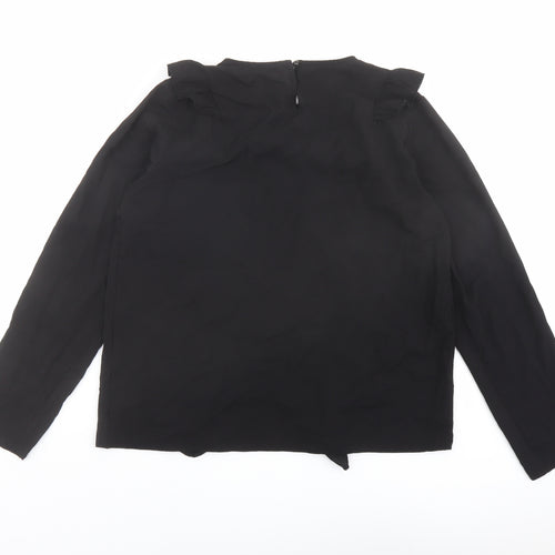 Select Womens Black Polyester Basic T-Shirt Size 14 Round Neck