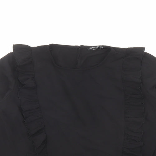 Select Womens Black Polyester Basic T-Shirt Size 14 Round Neck