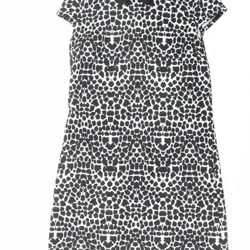 Dorothy Perkins Womens Black Geometric Viscose A-Line Size 8 Collared Button