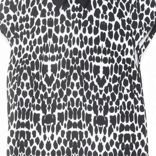 Dorothy Perkins Womens Black Geometric Viscose A-Line Size 8 Collared Button
