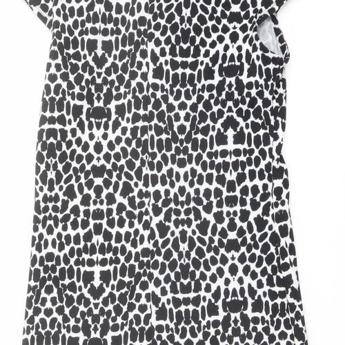 Dorothy Perkins Womens Black Geometric Viscose A-Line Size 8 Collared Button