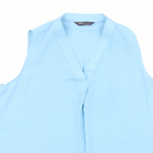 Marks and Spencer Womens Blue Polyester Basic Tank Size 16 V-Neck
