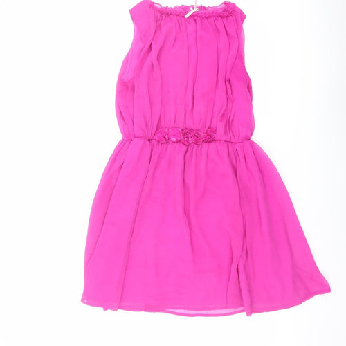 NEXT Girls Pink Polyester A-Line Size 16 Years Round Neck Button - Flower Detail