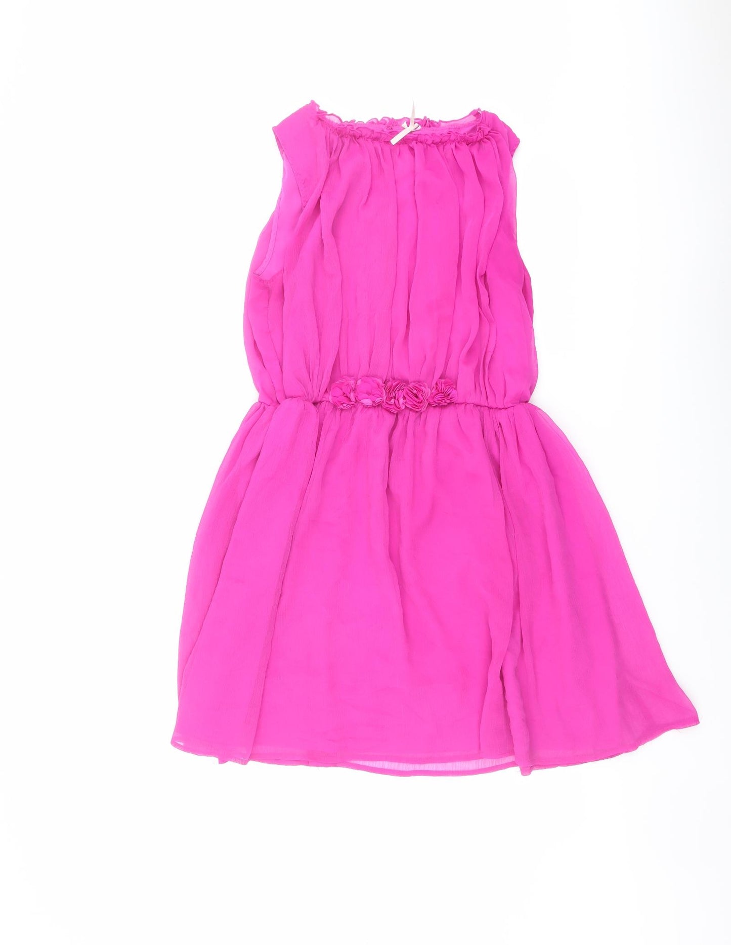 NEXT Girls Pink Polyester A-Line Size 16 Years Round Neck Button - Flower Detail