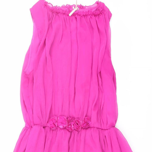NEXT Girls Pink Polyester A-Line Size 16 Years Round Neck Button - Flower Detail